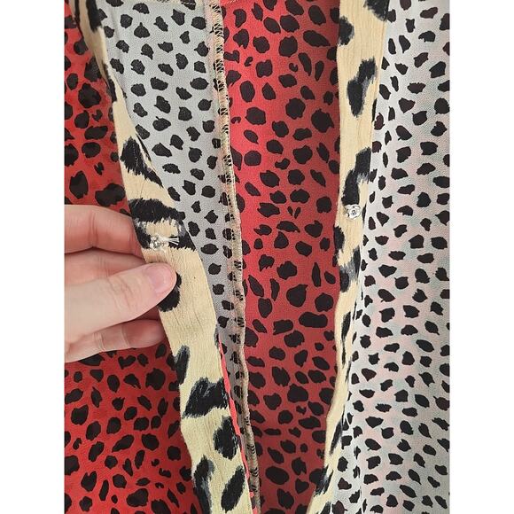 UMGEE Beige Mixed Animal Print Surplice Neck Split Sleeve Top Womans Size Large - Picture 4 of 6